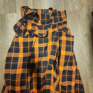 Collectif Vibrant Orange and Black Checkered Dress